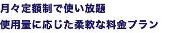 月々定額制で使い放題 使用量に応じた柔軟な料金プラン